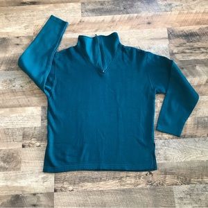 Vintage Carreau Sport Deep Teal 1/4 Zip Sweater Small